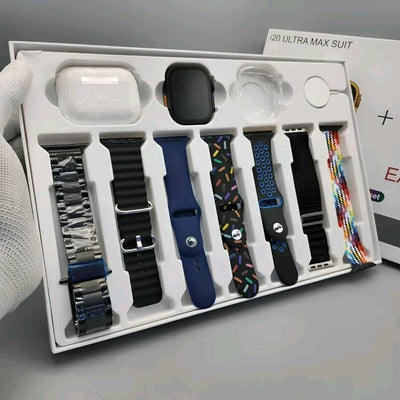 i20 Ultra Max Smartwatch with Earpods Pro 2 & 7 Premium Interchangeable Straps - The Ultimate Tech Bundle
