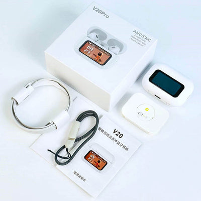 V20 Pro TWS Airbuds | Bluetooth 5.4 | ANC+ENC | Touch Display | 32H Battery