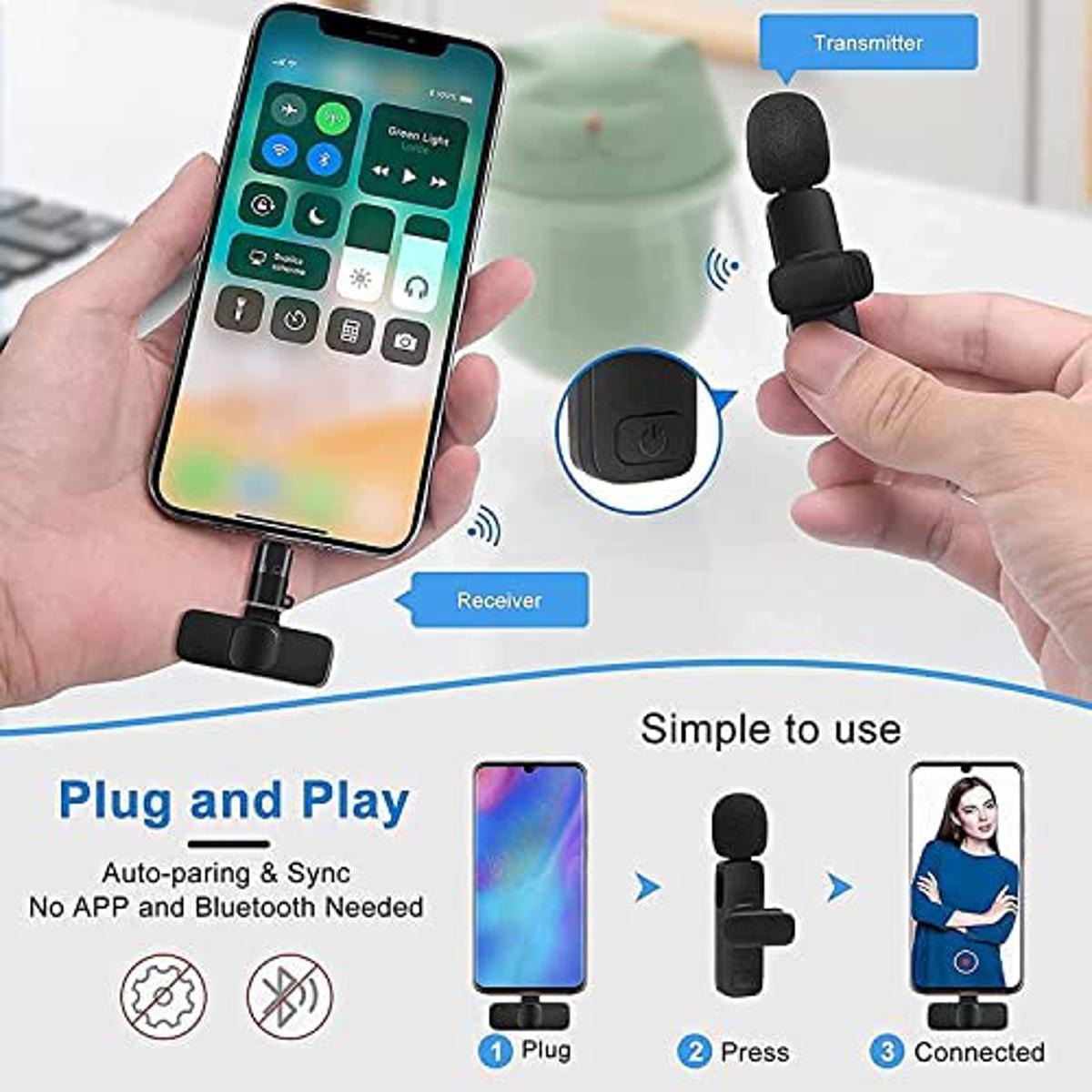 K8 Wireless Bluetooth Microphone (RT) 3in1 type c, android and iphone