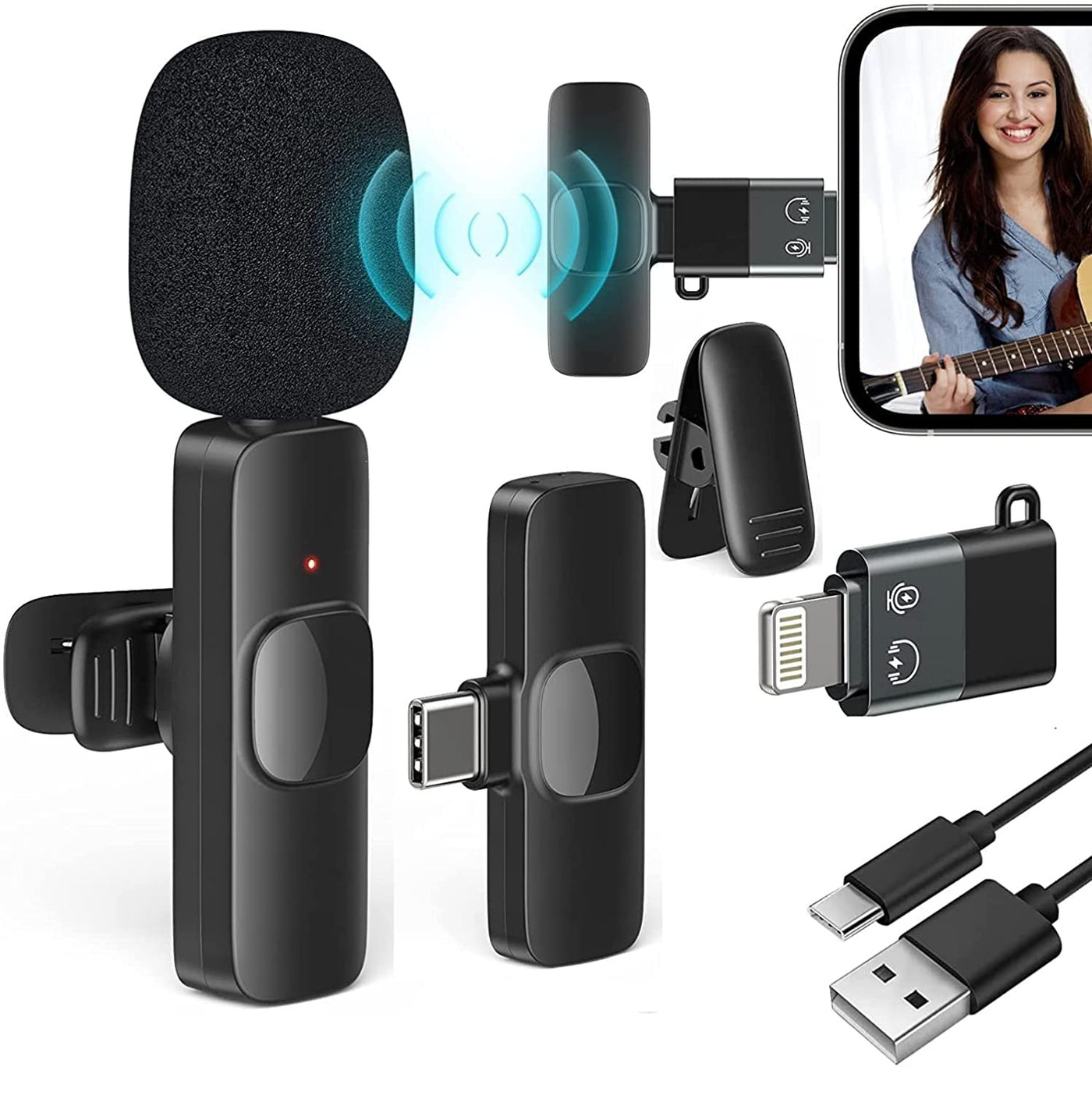 K8 Wireless Bluetooth Microphone (RT) 3in1 type c, android and iphone